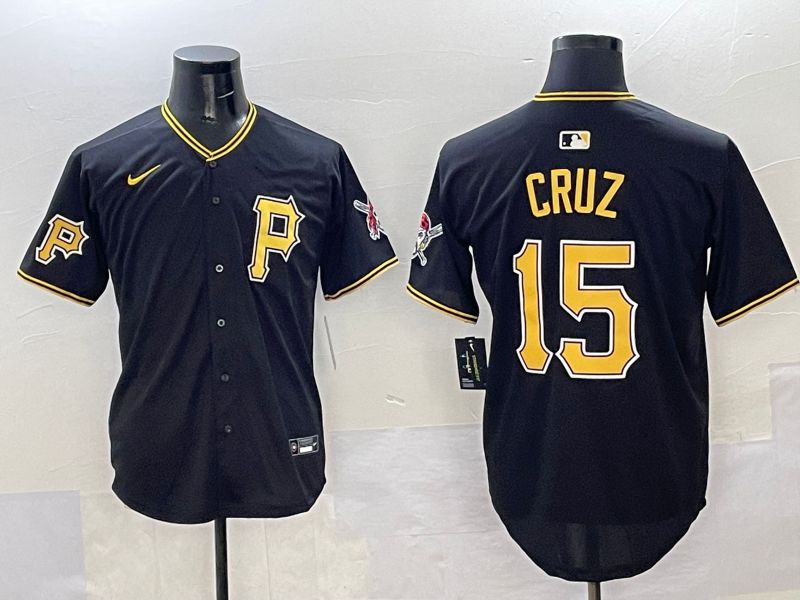 Men Pittsburgh Pirates 15 Cruz Black Game 2025 Nike MLB Jersey style 5